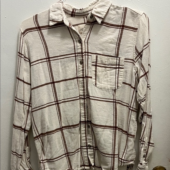 Universal Thread Tops - Universal Thread brown and cream flannel